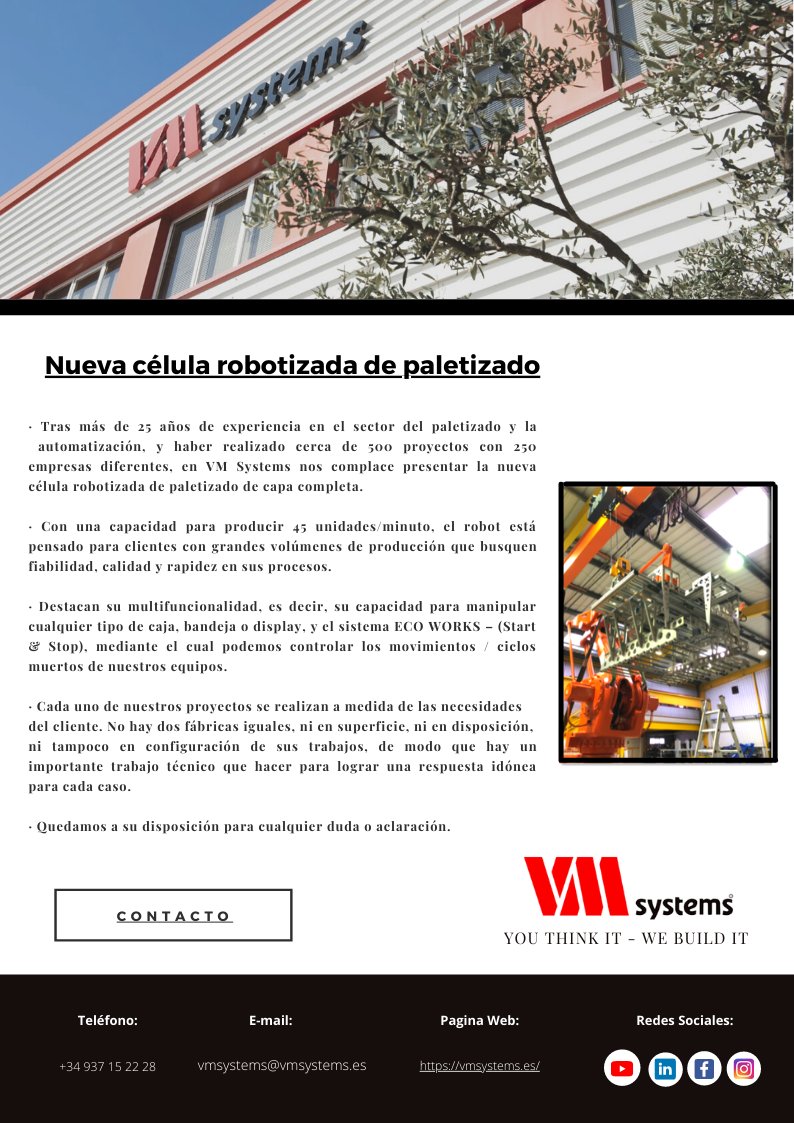 SystemsVm's tweet photo. Desde VM SYSTEMS podemos ofrecerte soluciones integrales para la manipulación automatizada, siempre ajustadas a las necesidades reales de tu empresa.

+ Información--> https://t.co/i2IMwip8i0 https://t.co/N3Ndrwd6l7