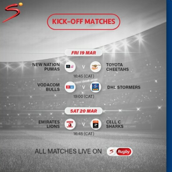 CJSportsMedia's tweet photo. This Weekend's South African Kick-Off Matches Rugby Fixtures...
All Matches Live on SuperSport Rugby Channel 211 HD !!!
Kick-Off SA Times !!!
#CJSportsMedia #SuperSport #SARugby #KickOffMatches https://t.co/Oh2SkJT8a0