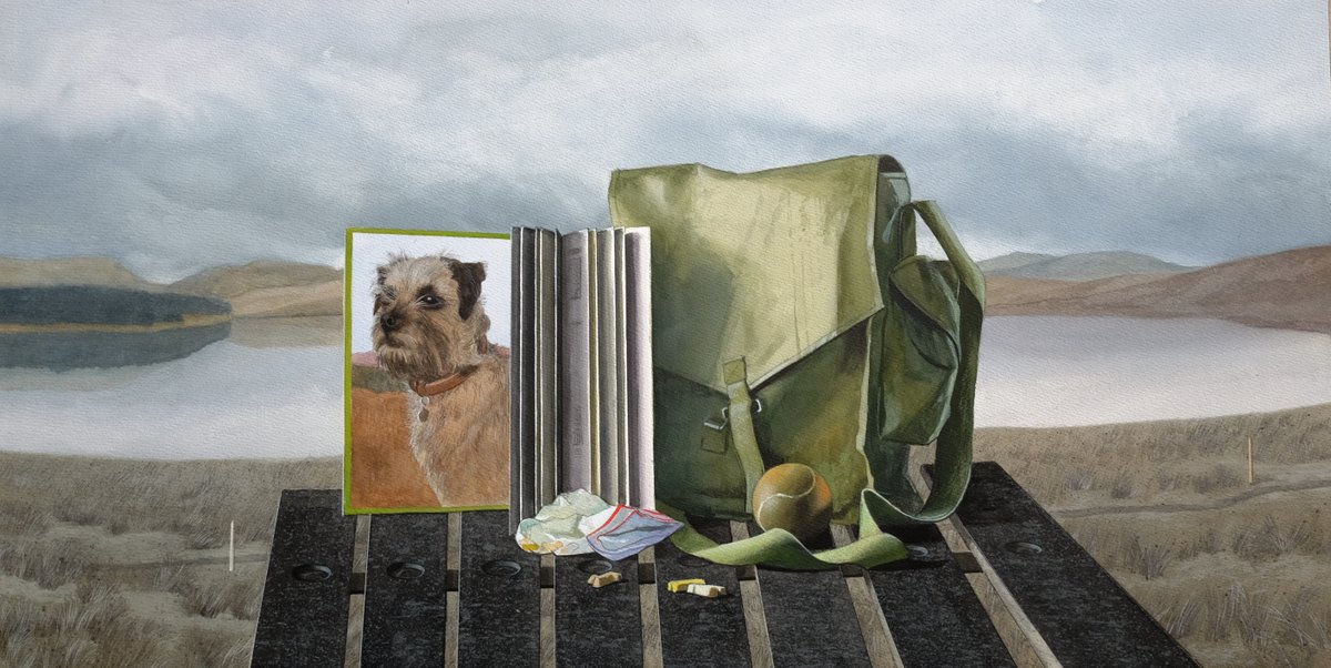 What's your favourite walk? RSW president Jim Dunbar loves the Cowal Way in Argyll, especially the stretch between Portavadie and Tarbet, Loch Lomond, which inspired this painting. His wee four-legged companion couldn't be left out! rsw.org.uk/digital-exhibi…