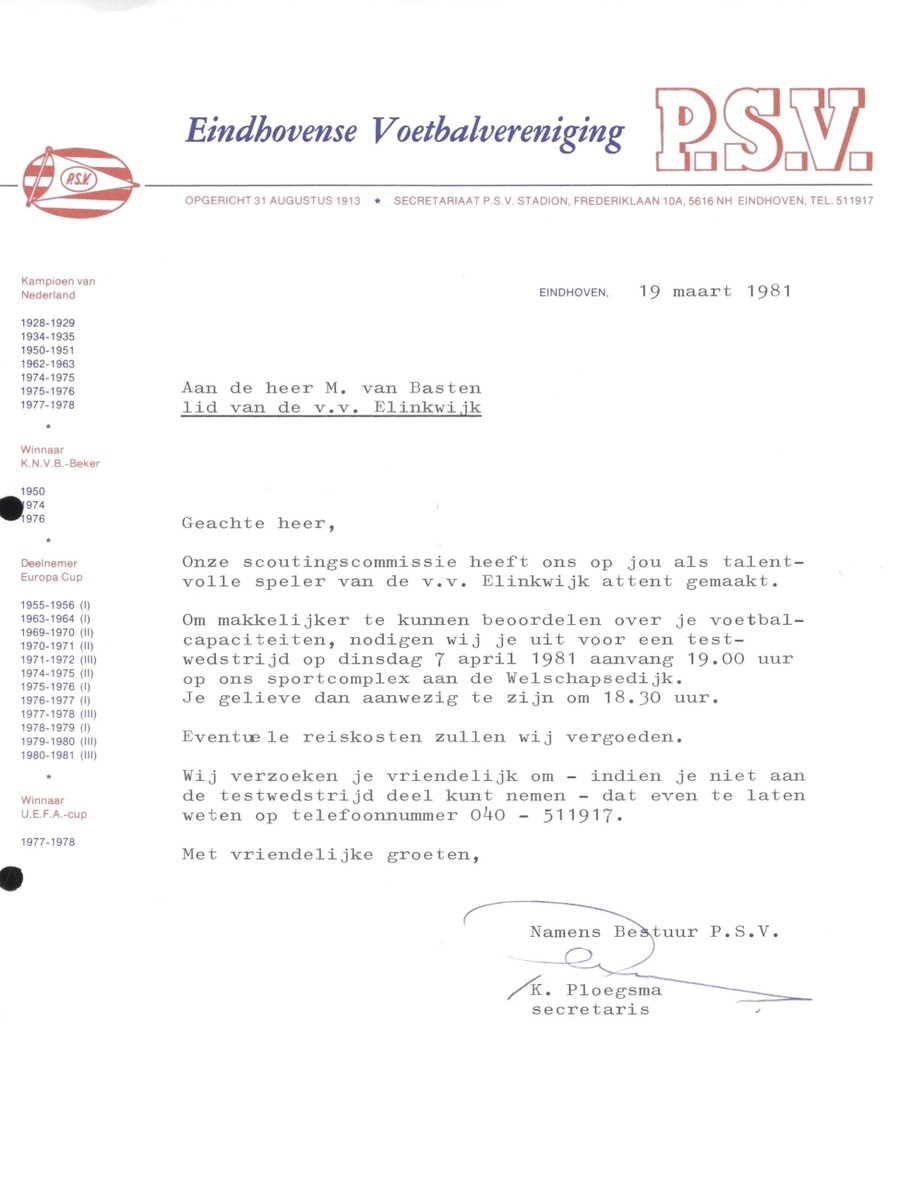 NOSsport's tweet image. Marco van Basten als PSV-icoon in plaats van Ajax-icoon. Het had zomaar gekund. 

Op 19 maart 1981 - vandaag precies veertig jaar geleden - onderneemt PSV per brief een poging om de dan 16-jarige jeugdspeler van Elinkwijk aan zich te binden. nos.nl/l/2373240
