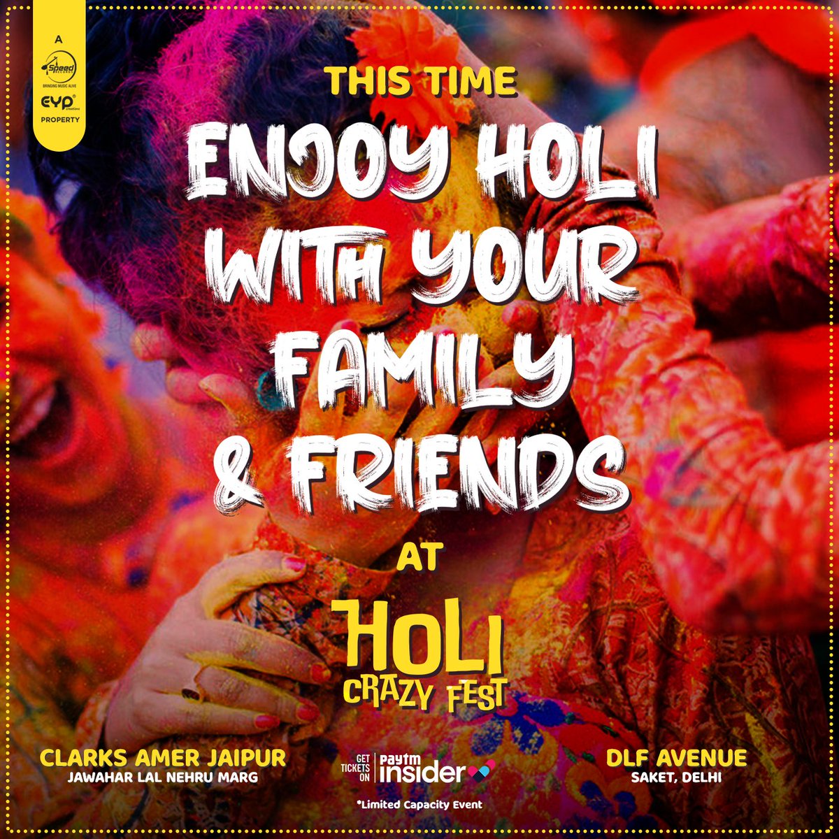 HoliCrazyFest's tweet photo. Bring your friends or family or even both 'coz this Holi will be an unforgettable one! So grab tickets for your family and friends as well to enjoy along with them at the Holi Crazy Fest. Ticket link in bio

#bpraak #jassigill #babbalrai #holi #holi2021 #jaipur #delhi  #holifest https://t.co/Xj6Urke0t1