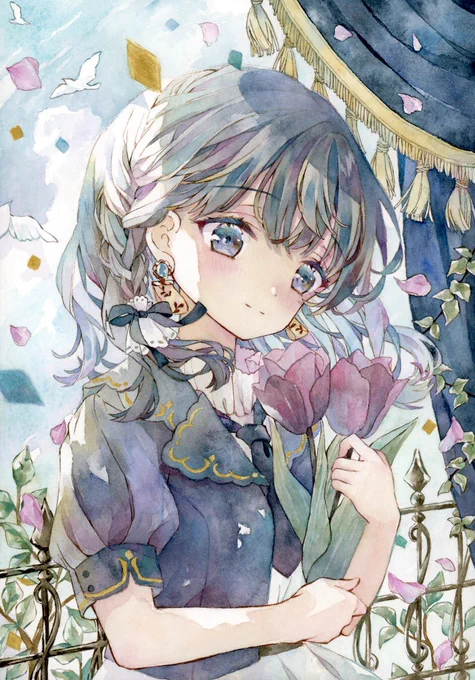 完成?→原画は金のキラキラ絵の具を使いました。
#透明水彩 #watercolor 