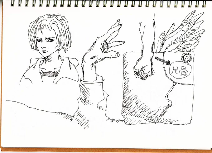 最近、凝っている100円ショップの1ミリ幅の水性ボールペンでの落書き。(^w^)

手首に尺骨の膨らみを付けると絵がグッとリアルになります。
そして手指は第2関節が一番太いようです。
#doodling #illustration #HitoshiYoneda #イラスト #米田仁士 