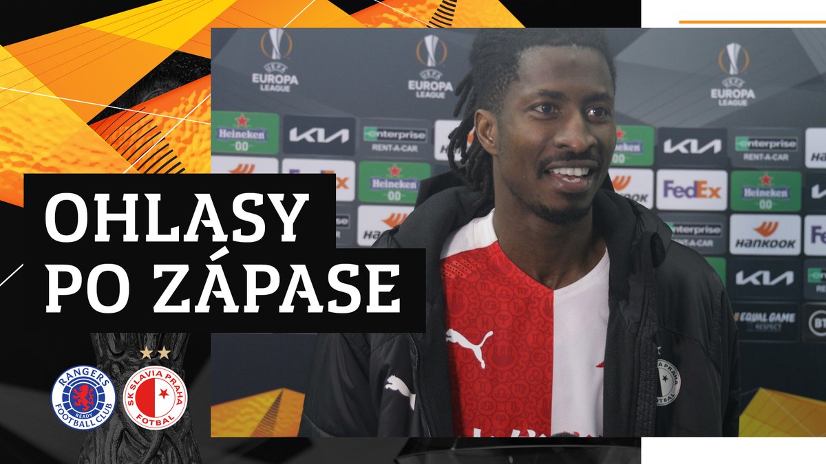 slaviaofficial's tweet photo. 🎙️ | Peter Olayinka po zápase pro #slaviatv mluvil o průběhu utkání, svých pocitech po postupu i o gólu, který vstřelil v prvním poločase. 🦅 #UEL #ransla 

📺 OHLASY ➡️ https://t.co/IDT91t7FhC https://t.co/UScdVTWVYM
