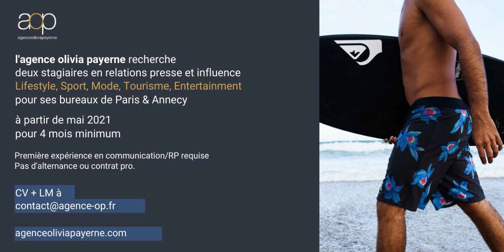 Nous cherchons deux stagiaires en relations presse et influence pour nos bureaux de Paris et Annecy, à partir de mai 2021 pour 4 mois minimum.

+ info : linkedin.com/posts/agence-o…

#stage #relationspresse