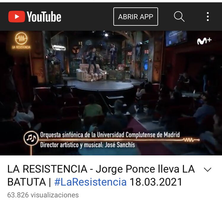 unicomplutense's tweet photo. Genial la interpretación de la #OrquestaSinfónicaComplutense en @LaResistencia con @davidbroncano 💯
👉🏼#JorgePonce lleva LA BATUTA (18.03.21)
🎻🎺
https://t.co/EQ2oN5T2tZ
#talentoUCM #venalaComplu ✌️ https://t.co/iKhVTYFwi9