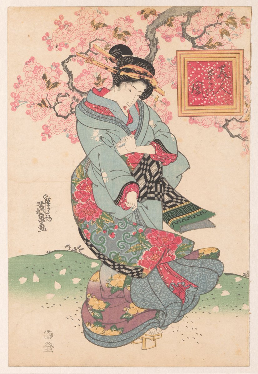 It’s the beginning of Spring! This Japanese print shows a spring wind: wind gusts with warmer air that are heralds of spring. The lady tries to prevent the tissues under her arm from blowing away.  👘💮

🖼️ Spring Wind, Keisai Eisen, ca. 1828

rijksmuseum.nl/en/stories/the…