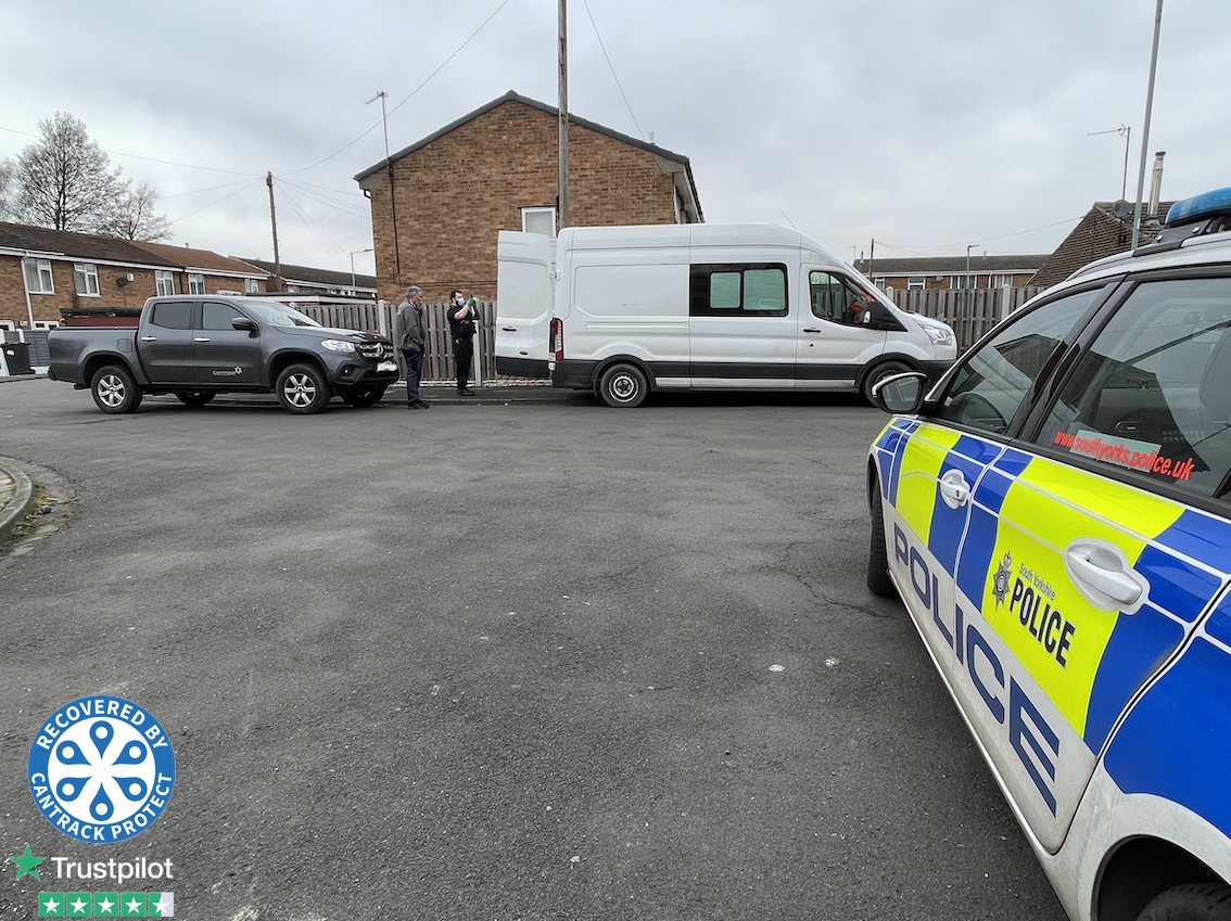 IU out in force the other day recovering a Volvo excavator found stuffed in the rear of a recently stolen van on false plates, customer happy to get the machine back. Find out more at cantrack.com  #protectwhatsimportant”