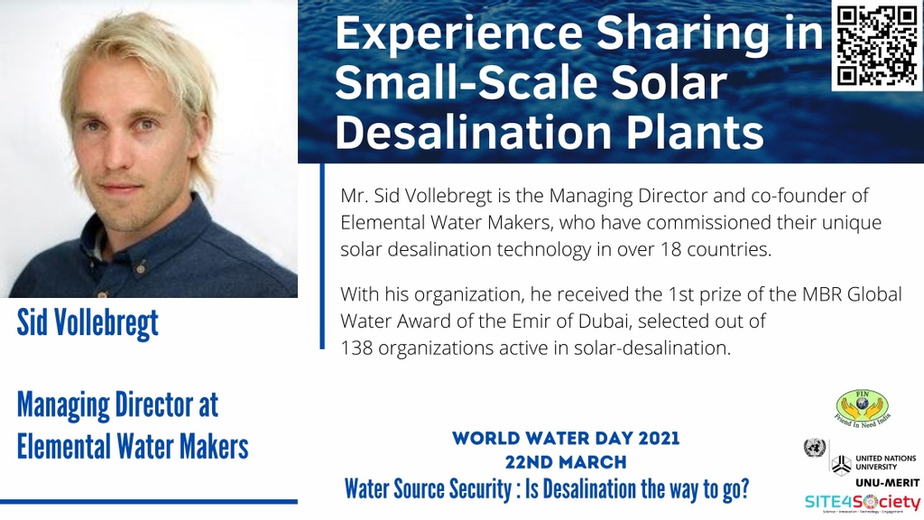ElementalWaterF's tweet photo. Join us!

Our Chairman will be giving a 20-minute talk on the desalination systems we use at EWF on Monday around 11:30 am CET at the @SITE4Society conference. 

We will be sharing the link to the youtube live stream Monday morning.

#desalination #drinkingwater #watersecurity https://t.co/jI5aieJoEd