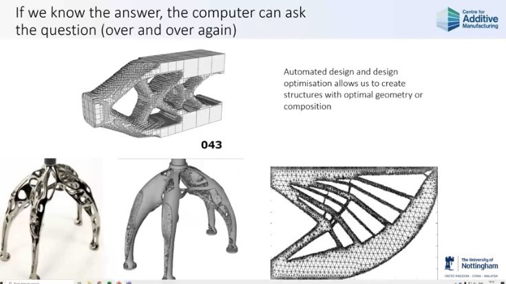leoywu4's tweet photo. A very enlightening public lecture by @PuttyKnees from @UoNCfAM @UniofNottingham to show the progress of #AdditiveManufacturing, the power of #micro #nano #3Dprinting in producing functional parts for #biomedical applications, and the potential of #AI-driven topology optimisation https://t.co/Ehy55xxSz8