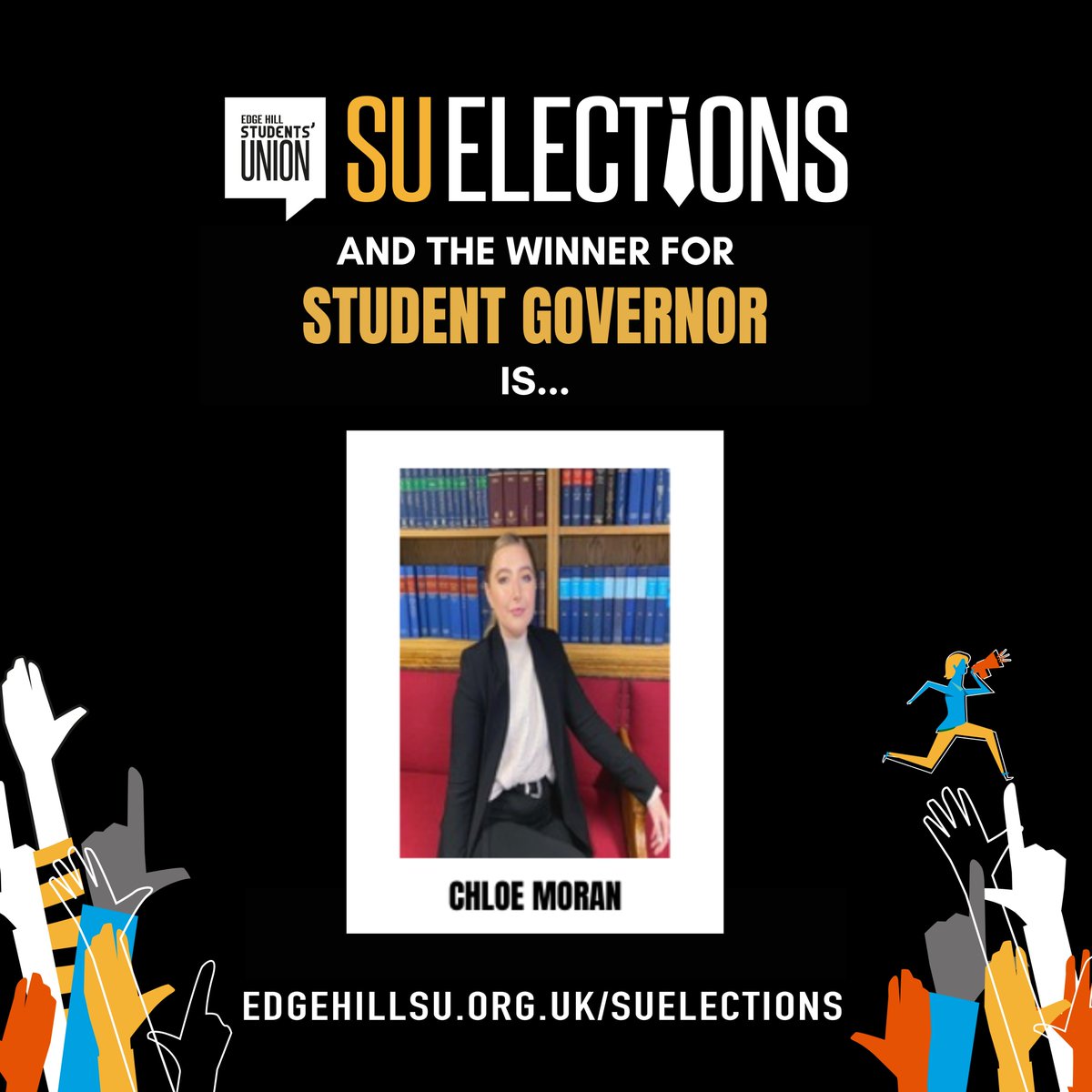 AND YOUR STUDENT GOVERNOR FOR 2021/22 WILL BE… 

CHLOE MORAN 🎉🙌🎊