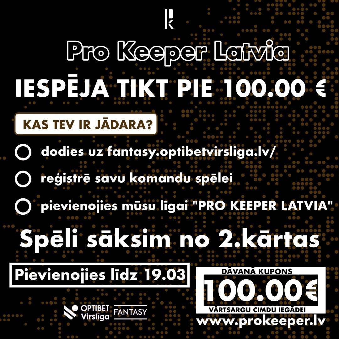prokeeperlatvia's tweet photo. LAIMĒ 100.00€ un daudz dažādas citas balvas.
Kā pievienoties?
⚪️ Dodies uz lapu https://t.co/sdDQxnVNLJ 
⚪️ Reģistrē savu komandu.
⚪️ Pievienojies PRO KEEPER LATVIA līgai.
Kā mēs noskaidrosim uzvarētāju?
🥇 100.00€ dāvanu kupons no https://t.co/ZznBUcx86M https://t.co/Cd4dyMDo9W
