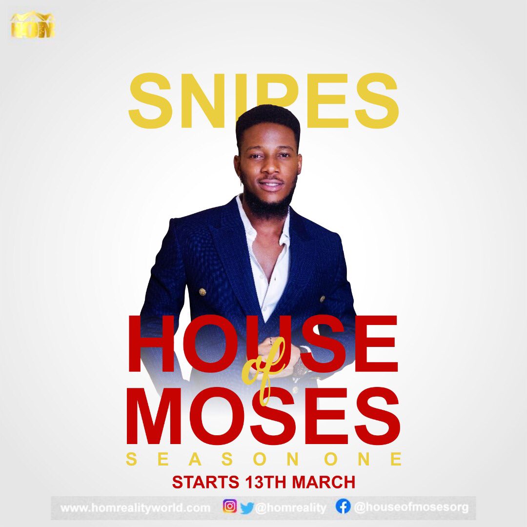 SNIPES___'s tweet photo. Hey guys, my name is SNIPES and I’m one of the housemates of House Of Moses reality show. Catch me live on WAPTV Dstv 262 | Gotv 102 | startimes 116 | starsat 189 
Also Stream live from https://t.co/VnYl3gbl2c
#TeamSNIPES #homreality @homreality https://t.co/OpzBTvxevt