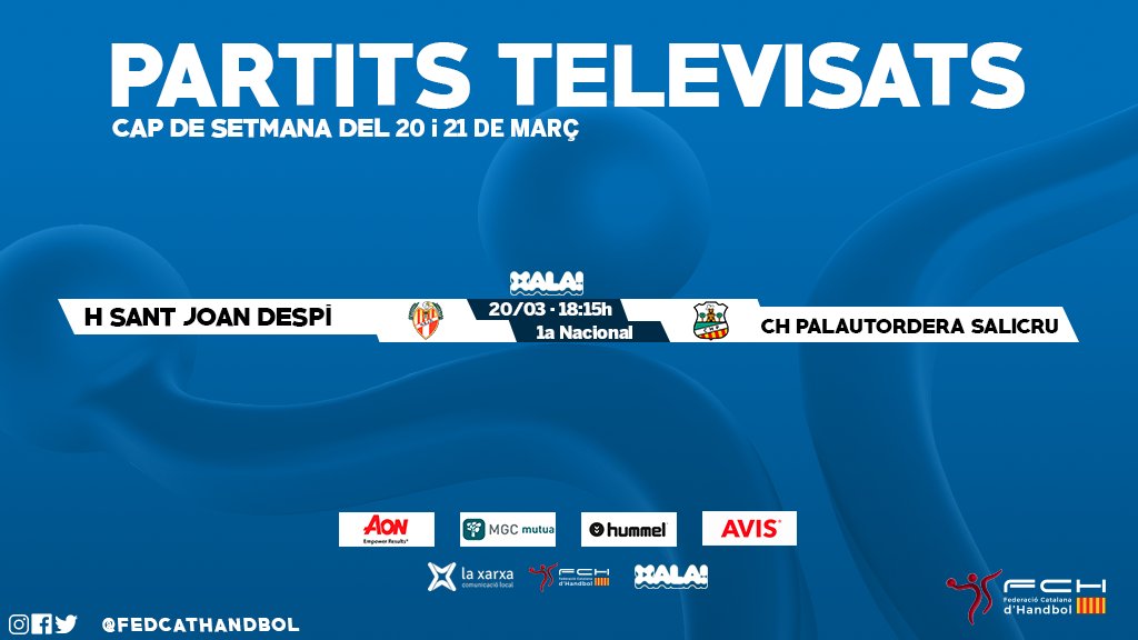 FedCatHandbol's tweet photo. 💻 #HandbolAXala | Aquest cap de setmana viu l’#HandbolCatalà des de casa amb un partit de #1aNacional a @xala_cat / @laxarxa:
👉🏼 @chsjd vs @chpalau https://t.co/7ZTuy7Dyoq