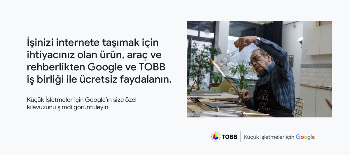 İşinizi internete taşımak için ihtiyacınız olan ürün, araç ve rehberliği <a href="/TOBBiletisim/">TOBB</a> ve <a href="/ThinkGoogleTR/">qooqle</a> iş birliğinde hizmetinize sunuyoruz. Dijital ekonomide büyümek isteyen girişimcilerimizi “Küçük İşletmeler için Google”dan yararlanmaya davet ediyoruz. smallbusiness.withgoogle.com/intl/tr_tr/?ut…