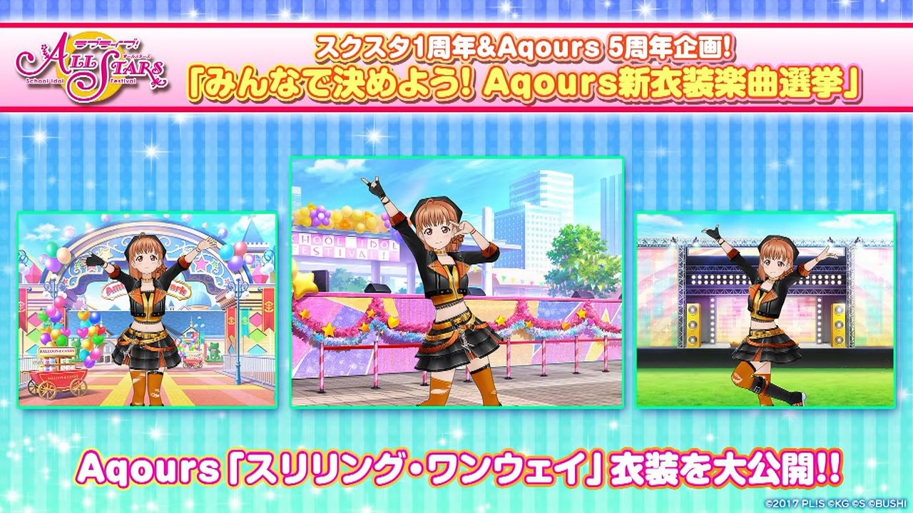 Love Live Idol Story The Thrilling One Way Costume Has Been Revealed Today On The Aqours Let S Smile Smile Ship Start Livestream Coming Soon Fans Were Asked To Love Live Idol Story The Thrilling One Way Costume Has Been Revealed Today On The Aqours Let S Smile Smile Ship Start Livestream Coming Soon Fans Were Asked To