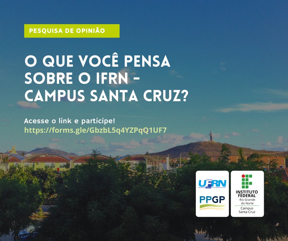 ifrn_santacruz's tweet photo. Se você reside em Santa Cruz/RN ou em municípios vizinhos, contribua com a pesquisa, respondendo o questionário através do link https://t.co/DZd7gxYIZl https://t.co/jX5t28hSXX