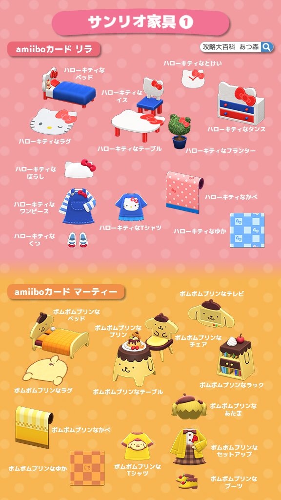 あつ森攻略 攻略大百科 V Twitter サンリオ家具のまとめ画像 サンリオamiiboで入手できるサンリオ家具を画像にまとめました ぜひ端末に保存してお使いください あつ森 森アプデ サンリオ家具 入手方法など詳細はこちら T Co Crvo8sqsw0 T あつ森攻略 攻略大百科 V Twitter サンリオ家具のまとめ画像 サンリオamiiboで入手できるサンリオ家具を画像にまとめました ぜひ端末に保存してお使いください あつ森 森アプデ サンリオ家具 入手方法など詳細はこちら T Co Crvo8sqsw0 T
