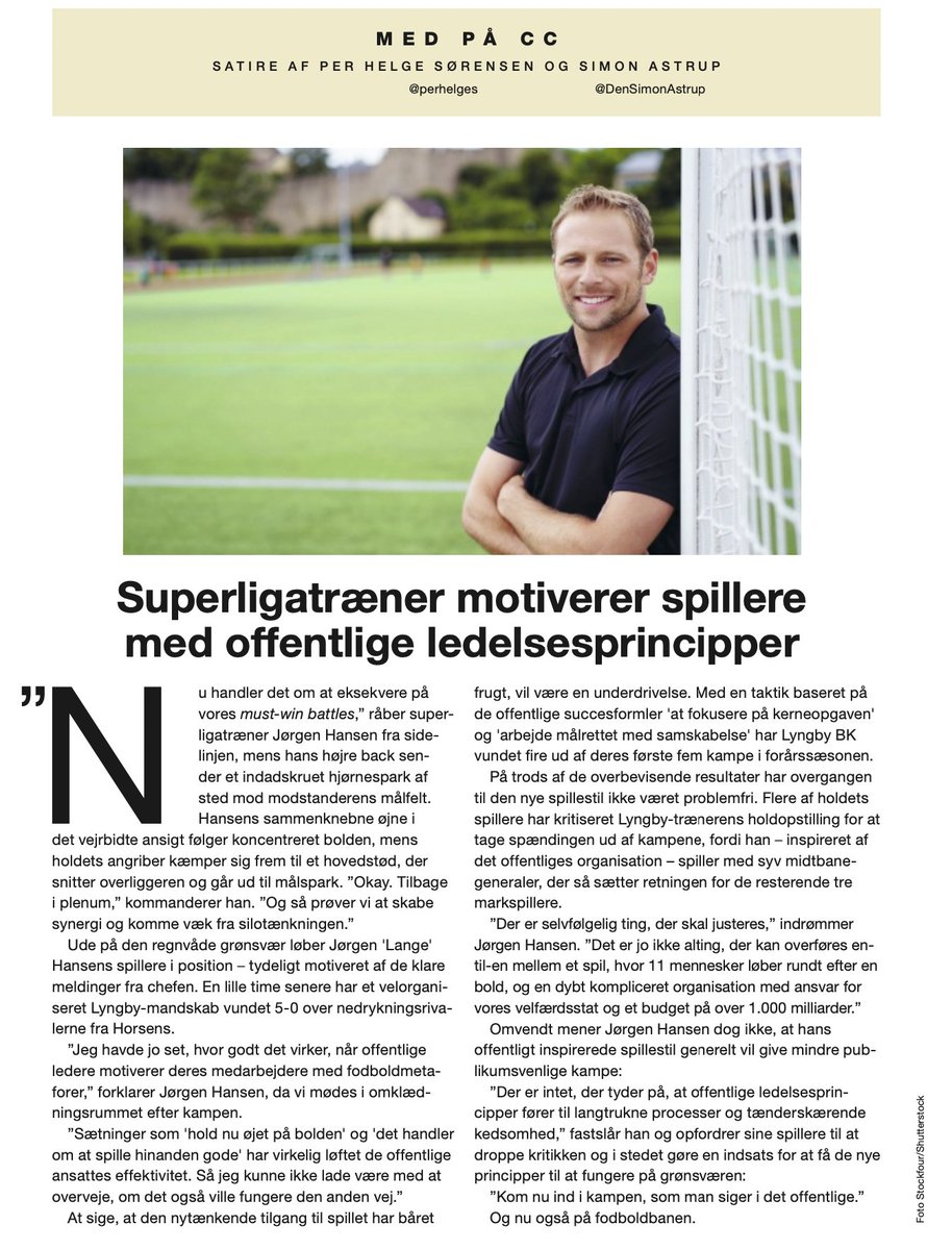 DenSimonAstrup's tweet photo. "Hold øjet på bolden" og "vi skal spille hinanden gode, siger @perhelges og jeg ofte til hinanden, når vi skriver til @djoefbladet. Vi nyder, hvor udbredt forboldmetaforer er i moderne ledelse, og vi har filoferet lidt over, hvordan det omvendte ville tage sig ud.

#sldk https://t.co/fJs3nNnhI4