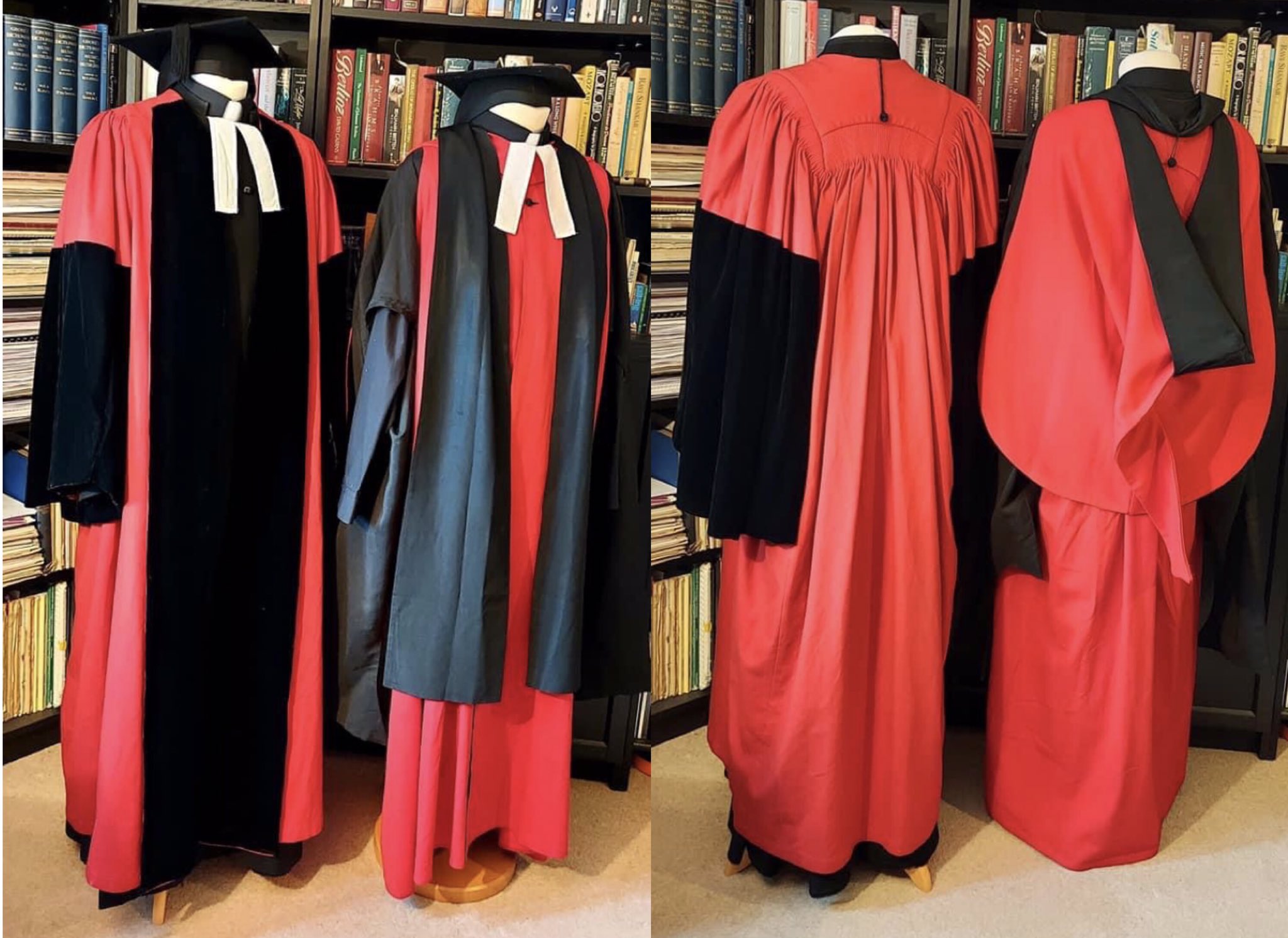 The Burgon Society A Double Delight From Our Archive Full Set Of Oxford Doctor Of Divinity Robes L Dress Robe C19 In Scarlet Wool Faced With Black Velvet By Ede Son Ravenscroft R Convocation Habit And Hood Mid th Century In Wool