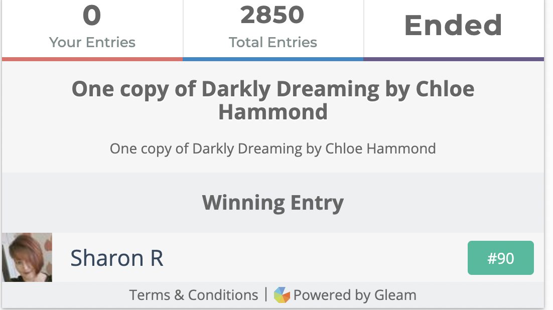 annecater's tweet photo. Congratulations @ShazzieRimmel you are the #Winner of a copy of #DarklyDreaming by @chloehammond111 via my #HappyBirthdayRandomThings giveaway!
Will get the book to you, thanks for entering
https://t.co/OHZvrY6yB5 https://t.co/xuvC9KRB2c