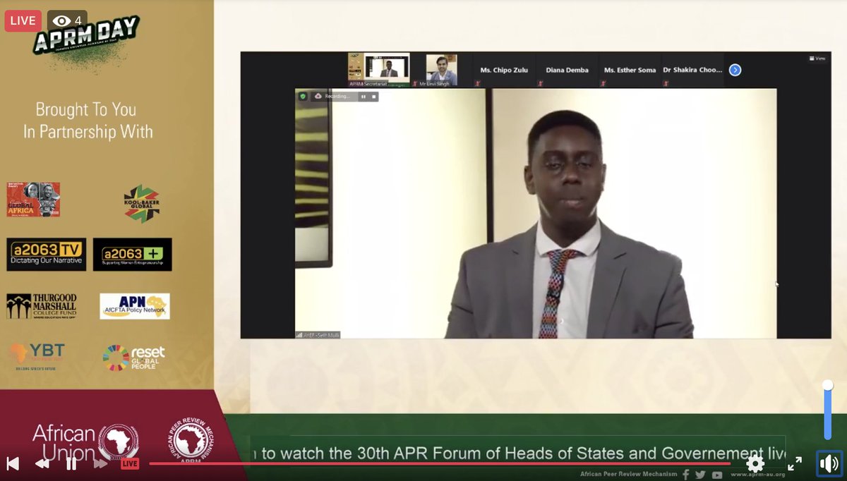 #APRMday | We are live on Facebook for day 2 of the African Youth Economic Forum <a href="/YBTSouthAfrica/">Youth Bridge Trust</a>,  

Watch here: fb.watch/4kgsSfw9MK/