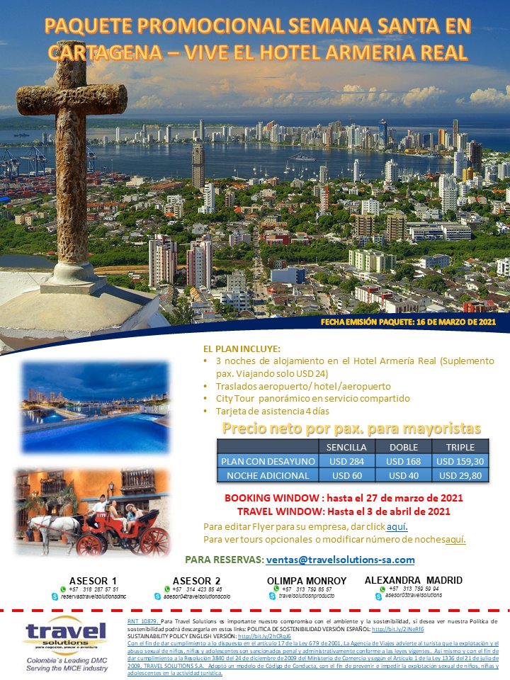 TRAVEL_SOLUTION's tweet photo. ¡CARTAGENA EL MEJOR SITIO PARA PASAR SEMANA SANTA PROMOS!🚣🌴👪👫👓☀ - https://t.co/e5fyRCxHgX https://t.co/Vy54APqJXG