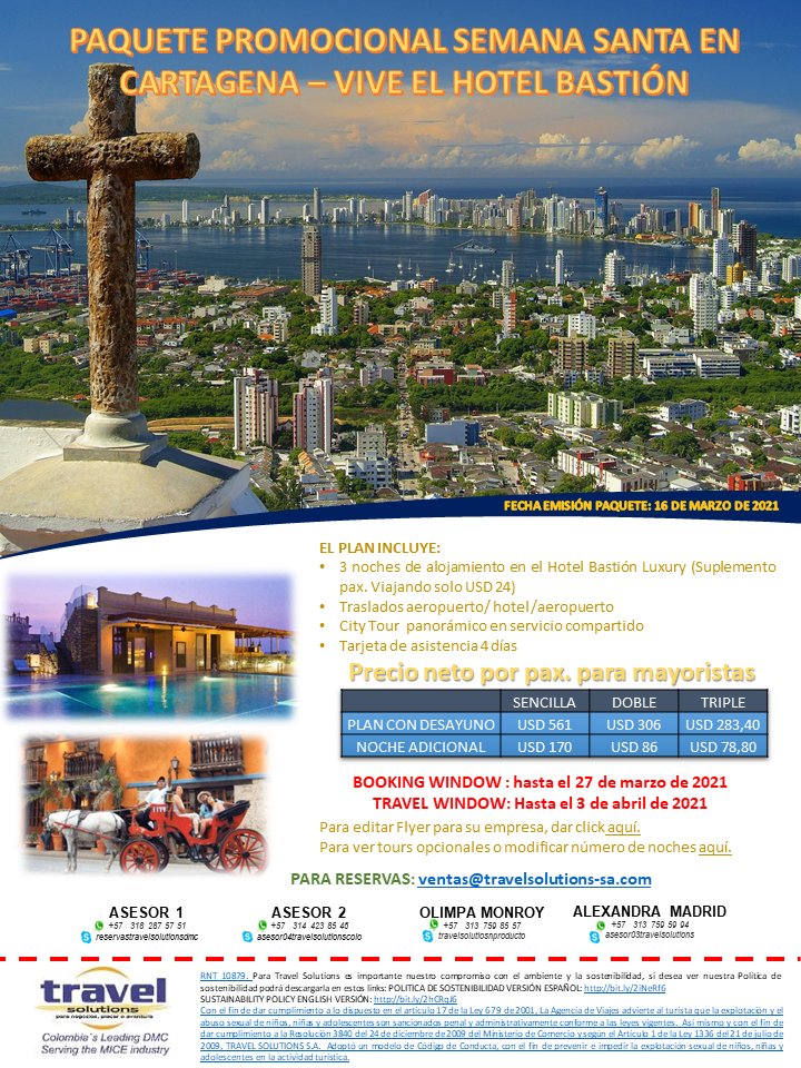 TRAVEL_SOLUTION's tweet photo. ¡CARTAGENA EL MEJOR SITIO PARA PASAR SEMANA SANTA PROMOS!🚣🌴👪👫👓☀ - https://t.co/e5fyRCxHgX https://t.co/Vy54APqJXG