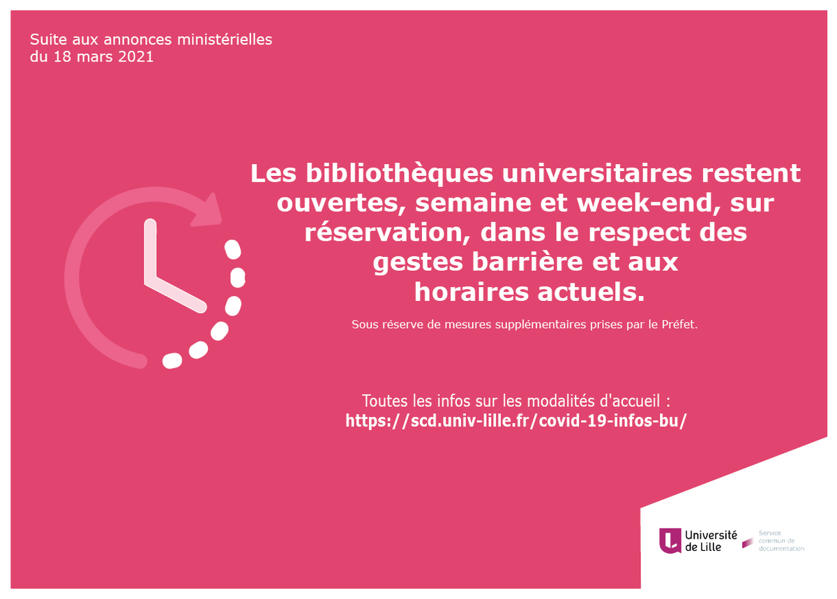 LILLIADlci's tweet photo. [#confinement #covid19 ]📢Les bibliothèques universitaires et learning center 
@univ_lille vous accueillent toujours sur réservation.

➡ Venez profiter toute la semaine d'espaces sécurisés de travail, d’études, de vie #LesBUSontOuvertes 

Plus d'infos : https://t.co/LPK3ed7pJj https://t.co/h77yJQ0yH6