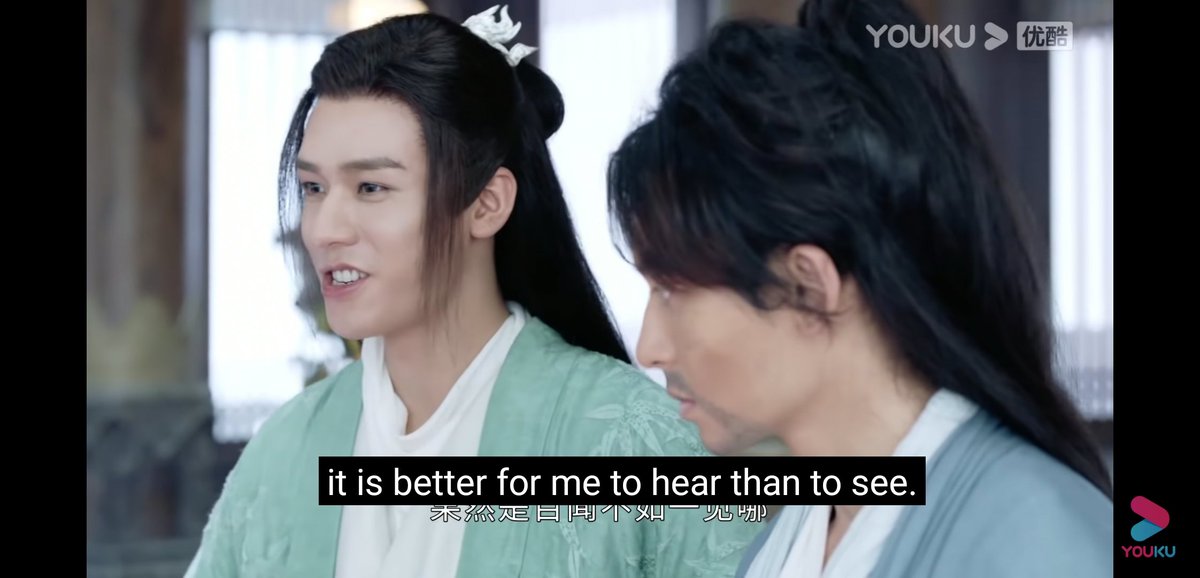  #shlengsubs "I have heard of the sheer elegance and dignity of the great Lord of San Bai. indeed hearing the rumours cannot compare to seeing with my own eyes (hearing of it a hundred times cannot compare to seeing it just once)"(I think the 2nd sentence is the wrong way round)