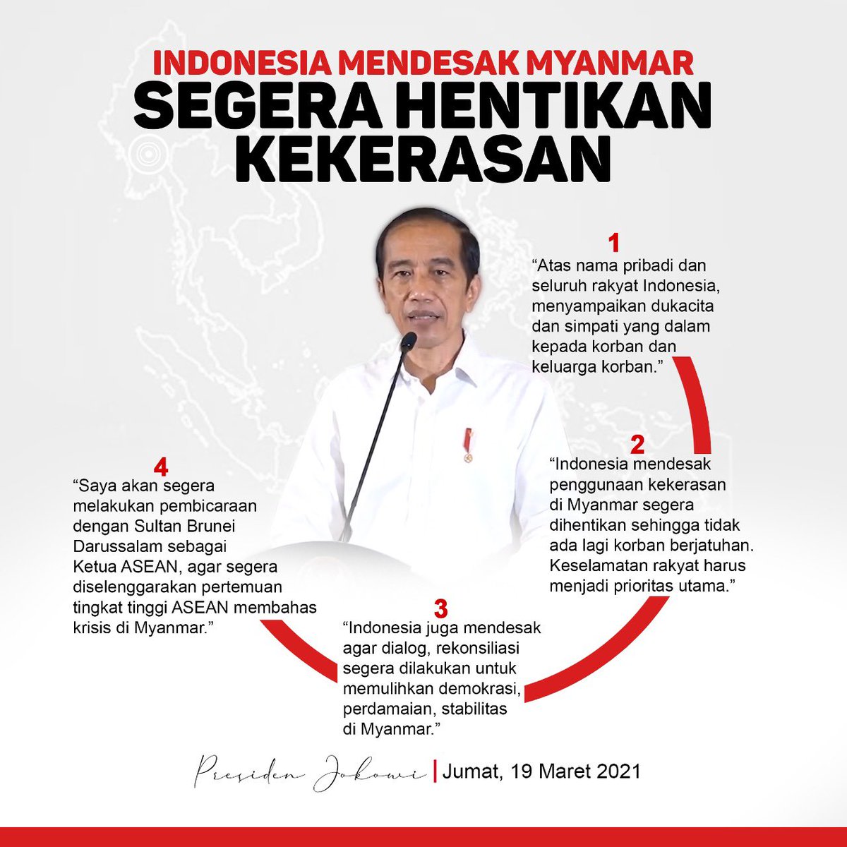 The Statement of President RI today on Myanmar, 19.03.2021