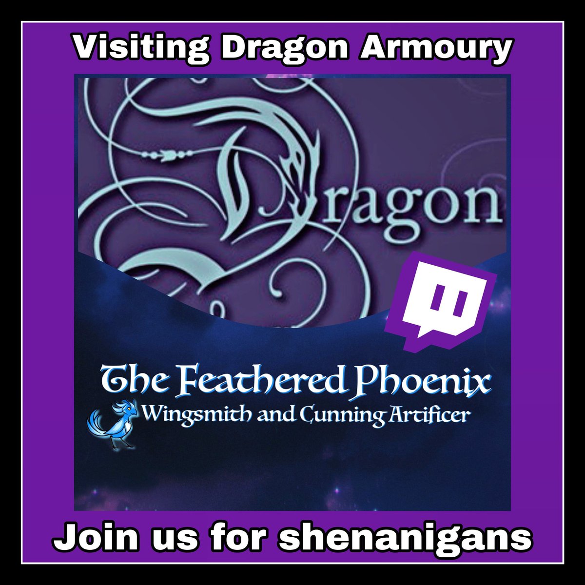 We have <a href="/FtheredPhoenix/">None of your business</a> joining us in the studio today! Stream starts at 12pm GMT... Madness will ensue! Twitch.tv/dragonarmoury #cosplay #LARP #foam #modelmaker #maker #crafting #craft #foamsmith #wings #wingsmith #twitch #twitchtv #twitchstreamer