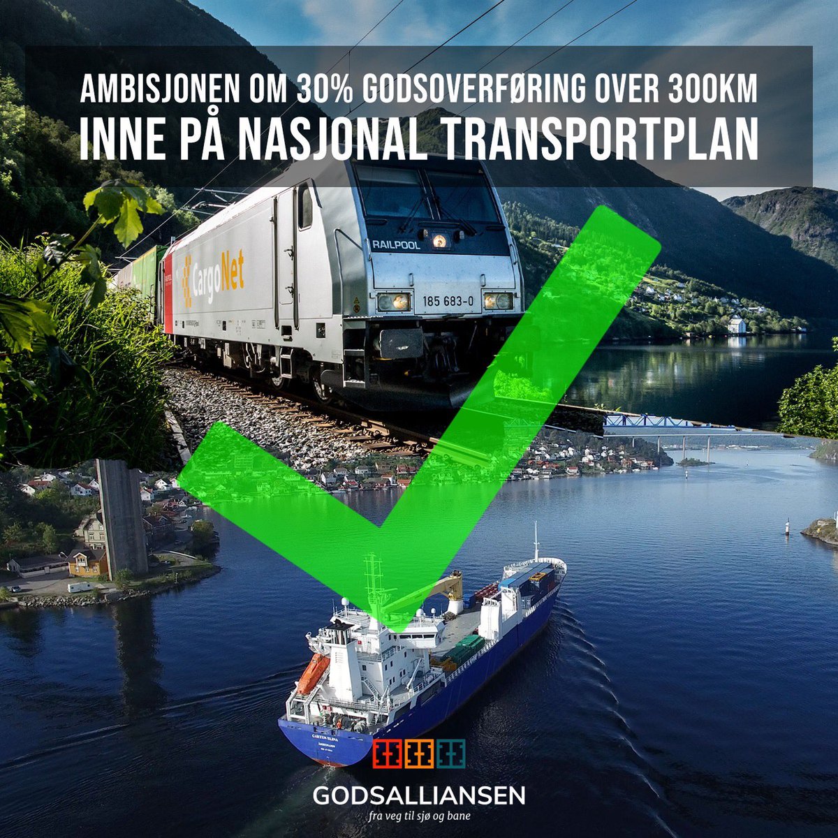 vegtilsjoogbane's tweet image. Regjeringen beholder målet om godsoverføring i ny Nasjonal #Transportplan (#NTP)! 👏🚉🚢

Godsoverføring er ikke et mål i seg selv, men et virkemiddel for å kutte klimautslipp, veislitasje, mikroplast, naturinngrep og kø, samt øke veisikkerheten. 

#samferdsel #grønntransport