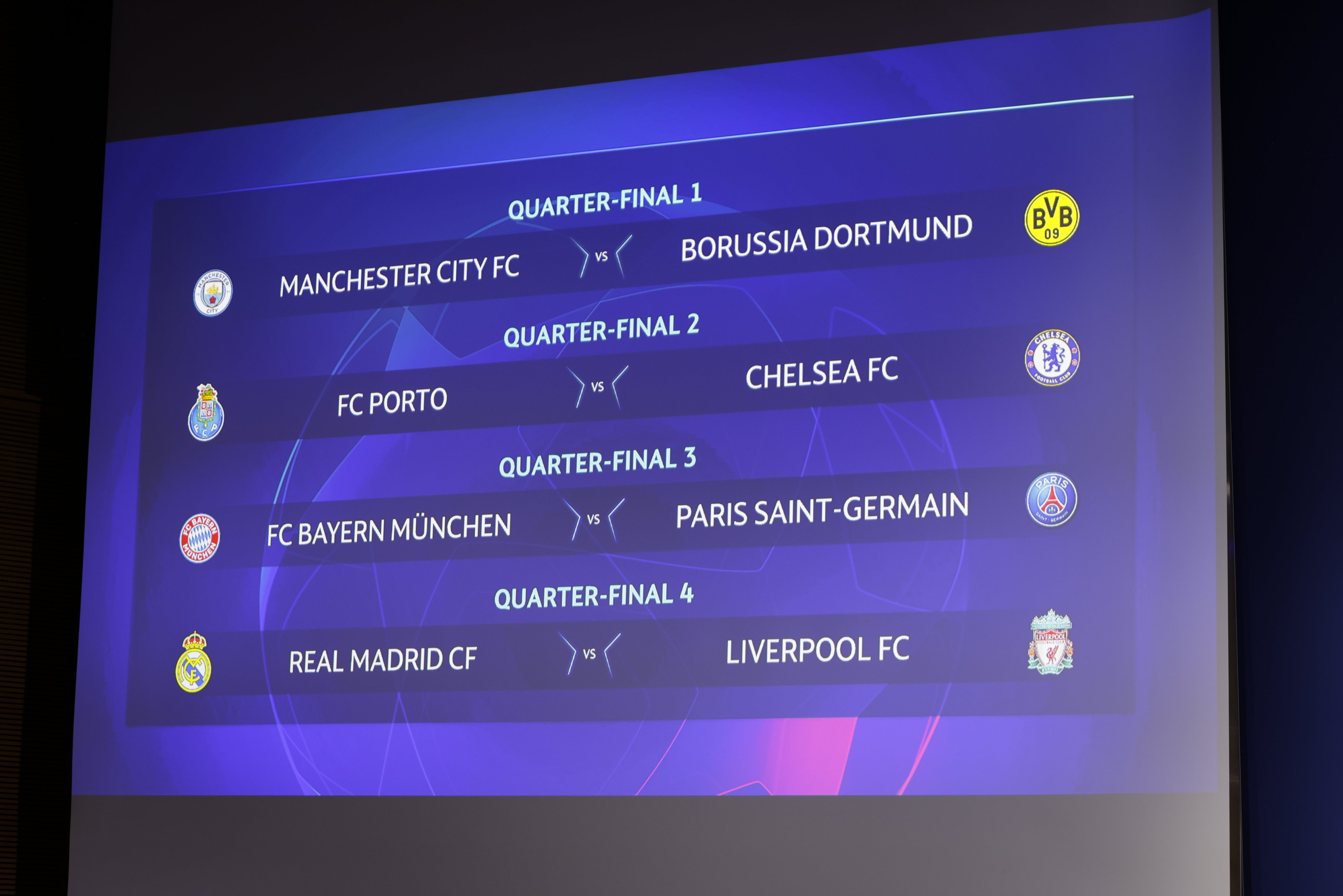 É este o alinhamento dos quartos de final da Champions League!