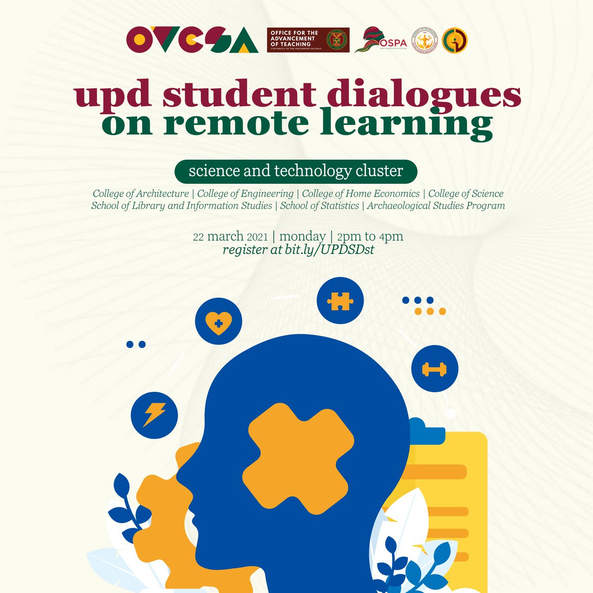 upsystem's tweet photo. #UPDStudentDialogues
Calling all students from the Social Sciences and Law (SSL) & Science and Technogly (ST) clusters!
Read more here: https://t.co/HxkVA8sPNX https://t.co/iBHVKT4GYN