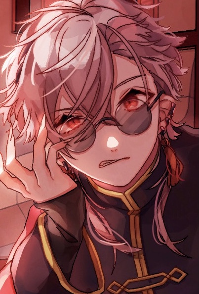 kuzuha (nijisanji) male focus 1boy red eyes jewelry solo earrings sunglasses  illustration images