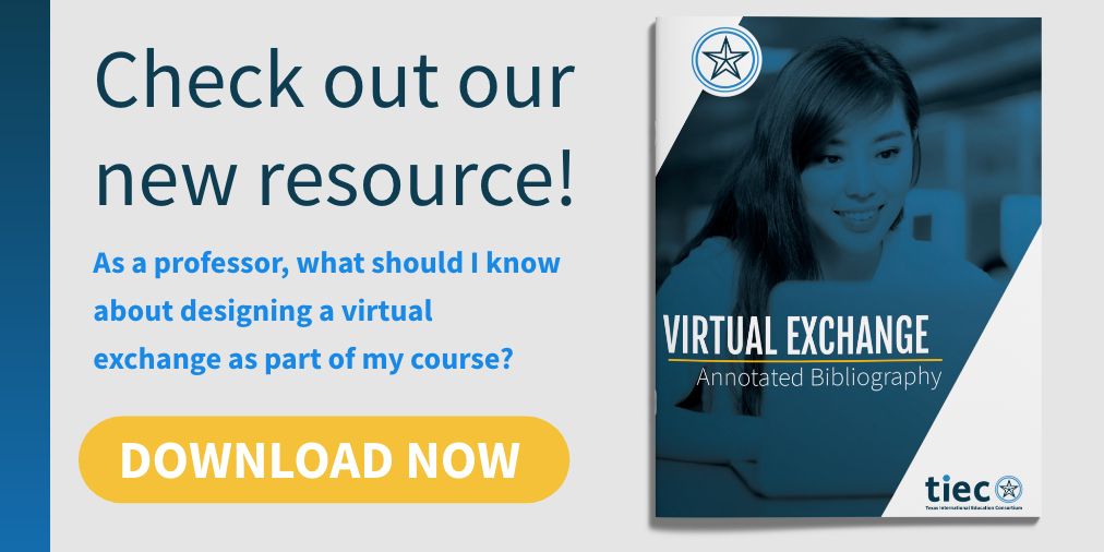 TexasConsortium's tweet image. Check out our new resource: TIEC’s Virtual Exchange Annotated Bibliography on  the latest research on virtual exchange’s potential impact on students. bit.ly/3eM9ZHn — #TIECeLearn #virtualexchange #virtualmobility #globalcommunity #intercultural