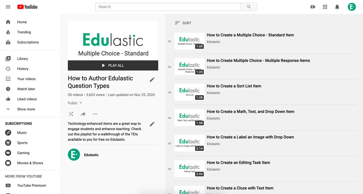 Edulastic's tweet image. Technology-enhanced items are a great way to engage students and enhance teaching. Check out this playlist for a walkthrough of the TEIs available to you for free on Edulastic.

➡️ youtube.com/playlist?list=…
#edchat #TEIs #QuestionTypes
