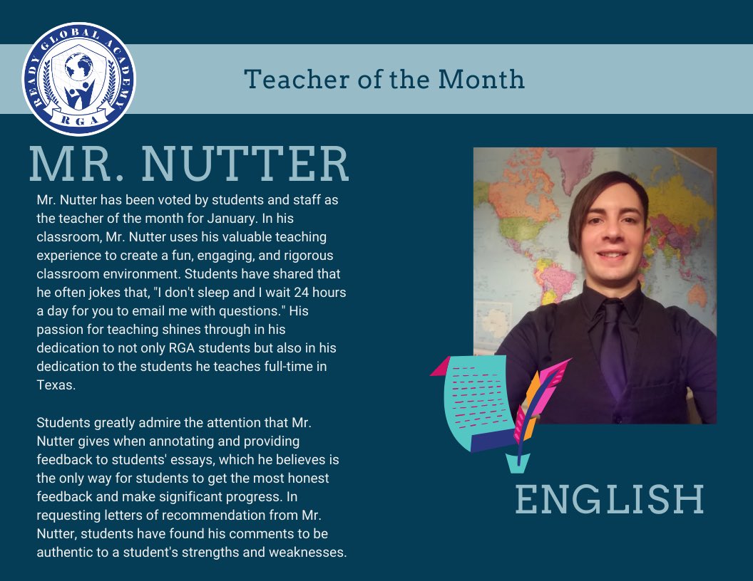 readyglobal's tweet image. Congratulations to our teachers ofthe month for January and February! Thank you for your service and dedication to our students! To learn more about our programs and outstanding instructors, go to readyglobalacademy.org #onlineschool #teacherofthemonth#readyglobal