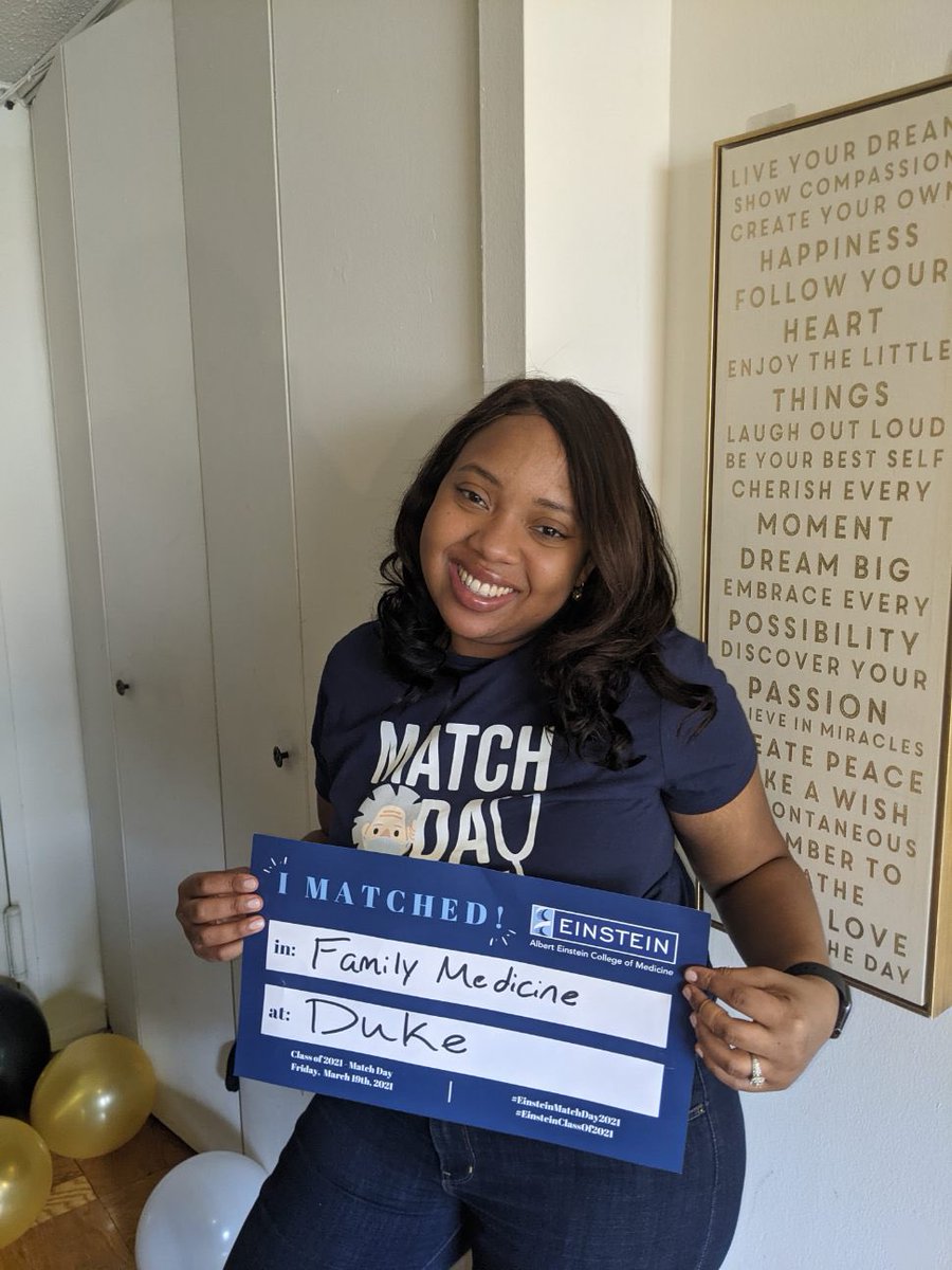 I’ve stopped crying long enough to finally take a picture! I can’t even describe how happy I am right now to be going to @Duke_FamMed for residency! #BlackFamMedMatch #ABFMP #snmamatched #FMRevolution #MatchDay2021