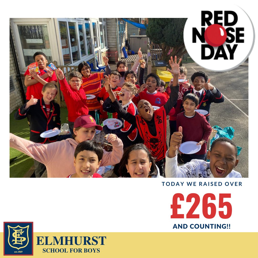 ElmhurstSchool's tweet photo. We has so much #fun #raisingmoney for @comicrelief today! The boys dressed up in #red and shared their favourite #jokes. Year 6 organised a sponsored #cakeeating event. They came up with the idea themselves and organised it all. What fantastic Citizenship! https://t.co/oTBRobsyfM