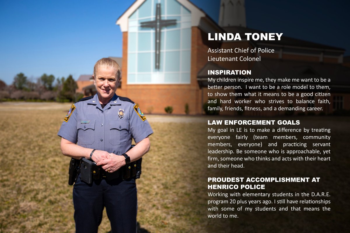 HenricoPolice's tweet photo. Lieutenant Colonel Toney has served #Henrico for nearly 29 years. Her career began in 1992 as a patrol officer. Since then she has worked in multiple units throughout the Division, advancing through the ranks to the second highest position in our agency today. #WomensHistoryMonth https://t.co/OXO7KFgkPj