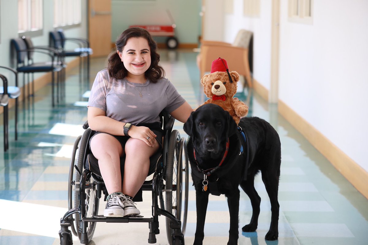 ShrinersFlorida's tweet photo. These photos π of #SHCFlorida patient ambassador, Leigh, & her #servicedog, Nerf, are sure to give you #ThatFridayFeeling! ππΎβ₯οΈπ₯° It looks like π Nerf loves #FezzyBear π» as much as we do! #SHCBrightSpot #FridayVibes #FriYAY @shrinershosp @shriners https://t.co/iTxsSyEAqL