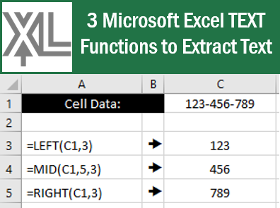 XcelerationC's tweet photo. 3 #Microsoft #Excel TEXT Functions to extract text from a cell! #msexcel #tips #tricks #xceleration #ExcelTips #ExcelTrick https://t.co/HrbZsMMrsf