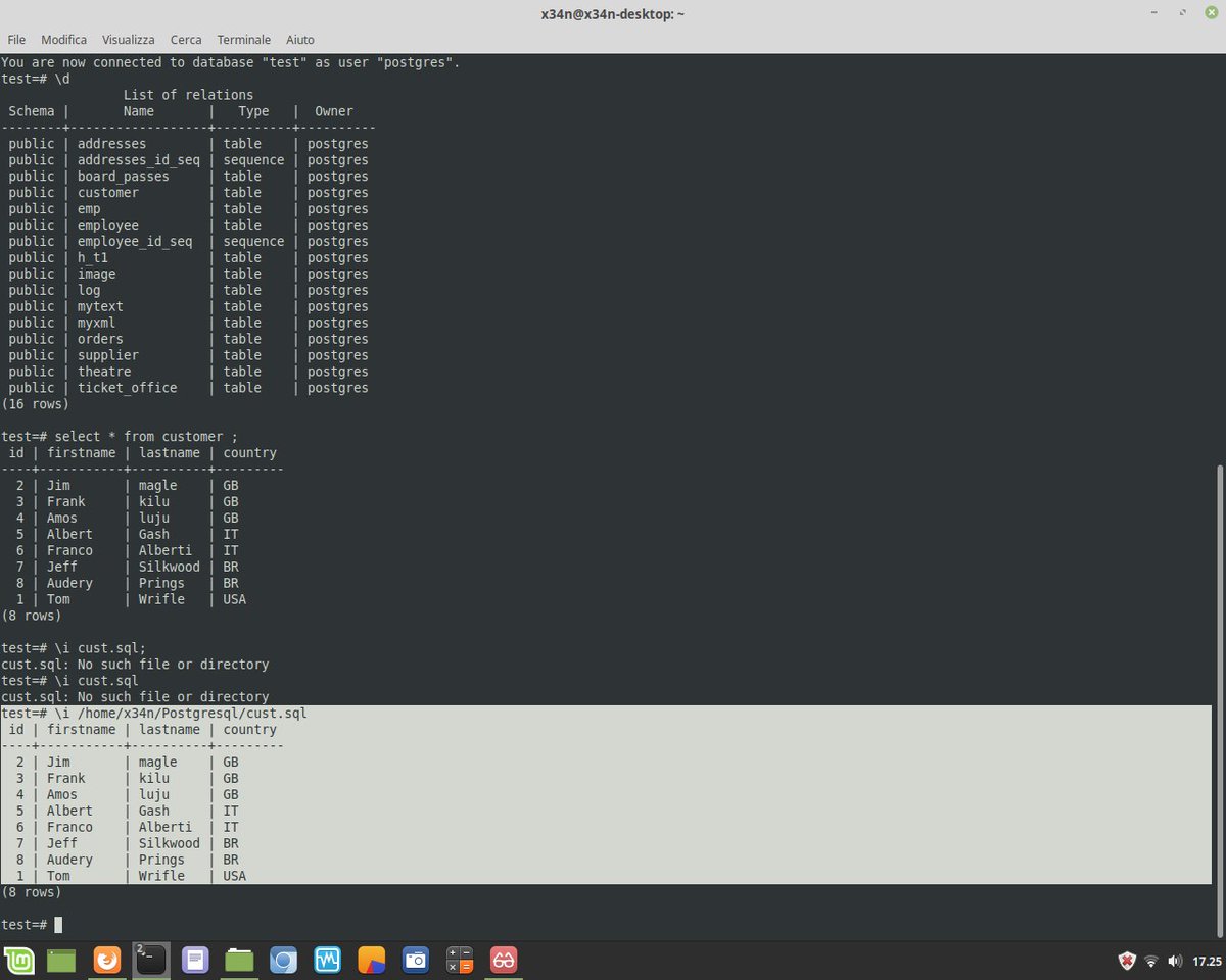 ivanonatalini68's tweet image. PostgreSql Administration.

How to launch query file .sql, by folder extern, through method &apos;\i&apos;.

#postgresql #psql #pgsql #sql #dba #database #aws #cloud #linux #unix #windows