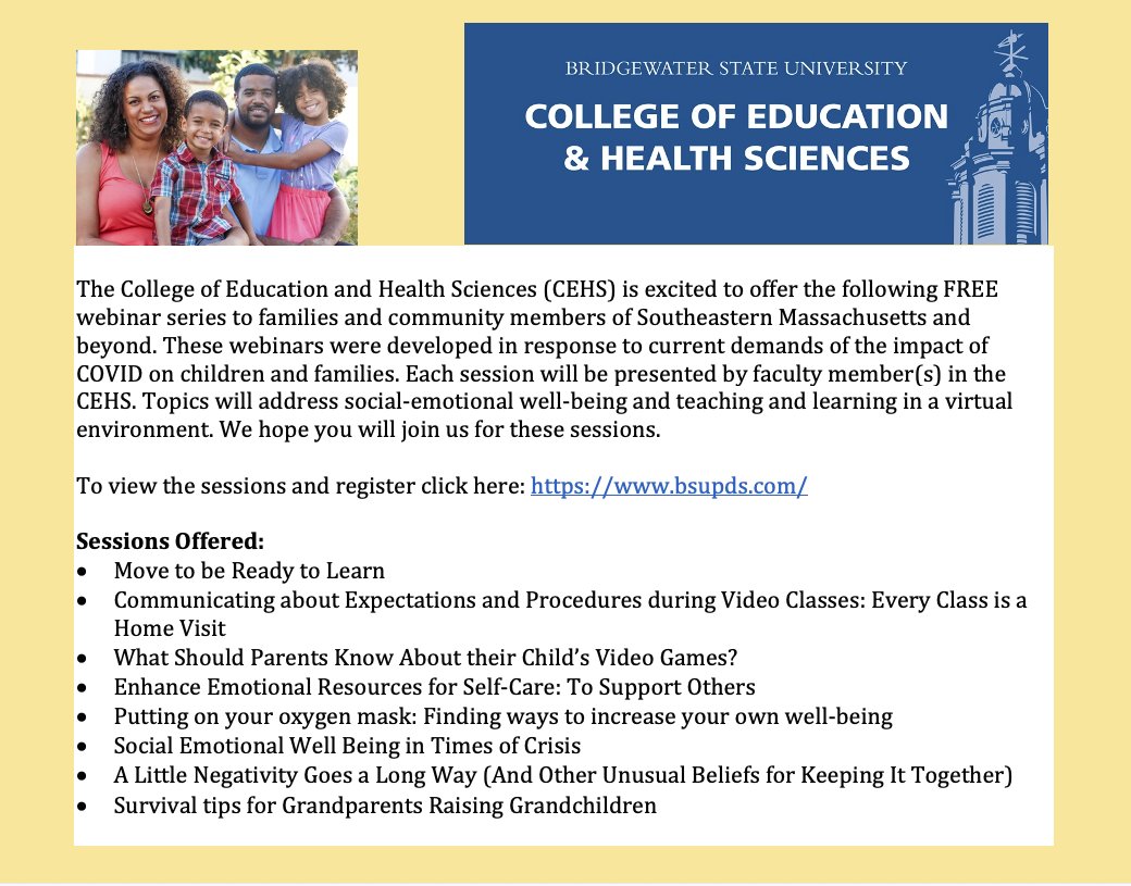 Social Emotional Well Being in Times of Crisis

Please join us for our upcoming Family Connections Series Webinar resented by Dr. Ashley Rodrigues and Ms. Casey Rodrigues from the Special Education Department on March 24th from 5:30-6:30 pm.  Register at bsups.com