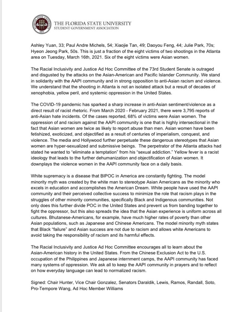 FSU SGA Senate tweet media