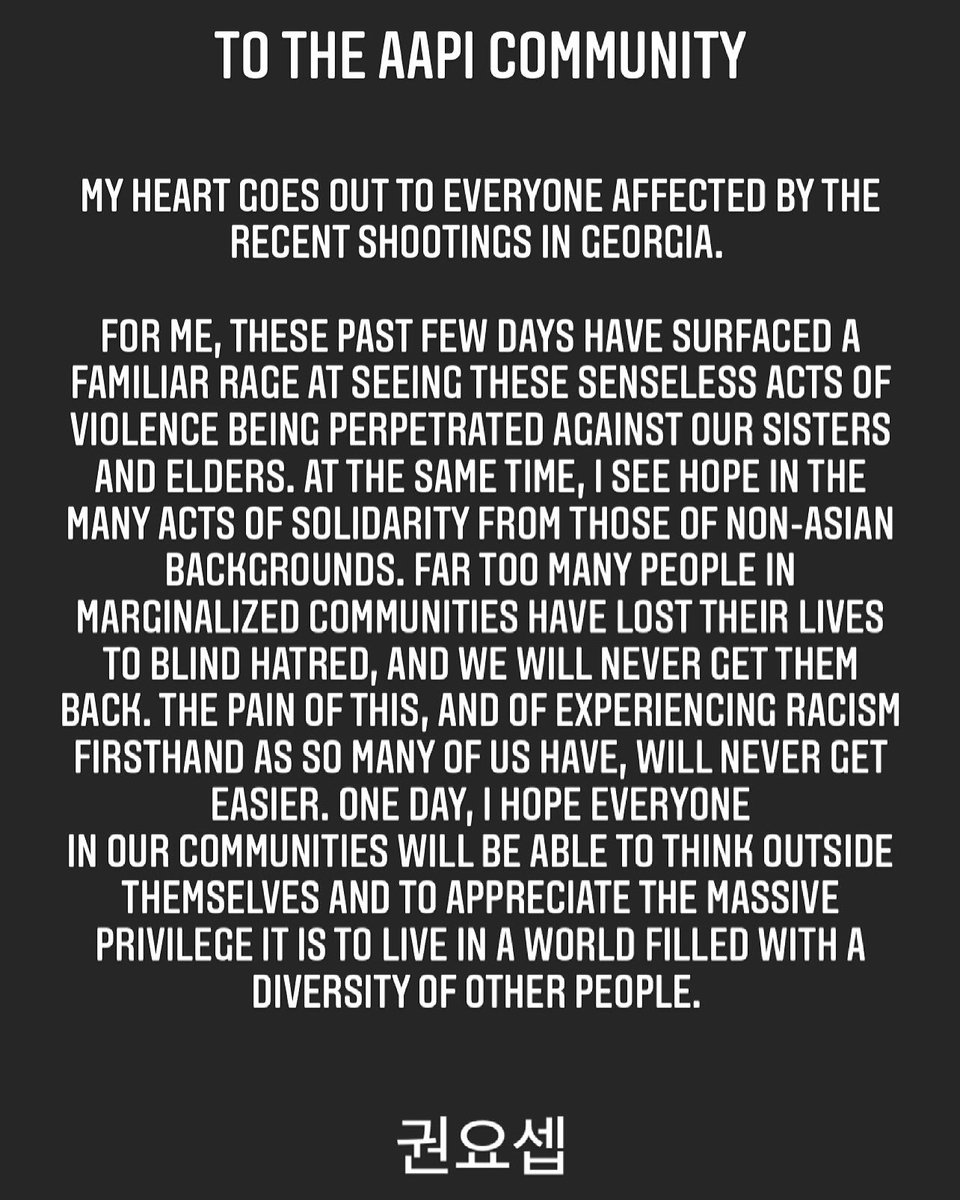 A statement from @joekwon80