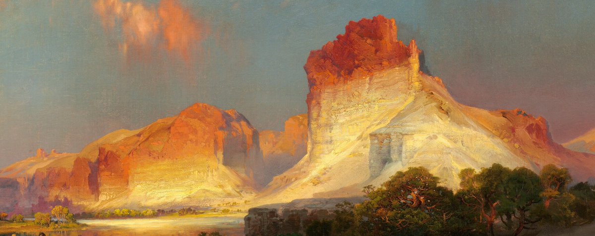 ngadc's tweet photo. In 1871, Thomas Moran, a gifted young artist working in Philadelphia, boarded a train that would take him to the far reaches of the western frontier and change the course of his career forever. 🌄

🖼 Thomas Moran, “Green River Cliffs, Wyoming,” 1881, oil on canvas https://t.co/NnVigvmrhz