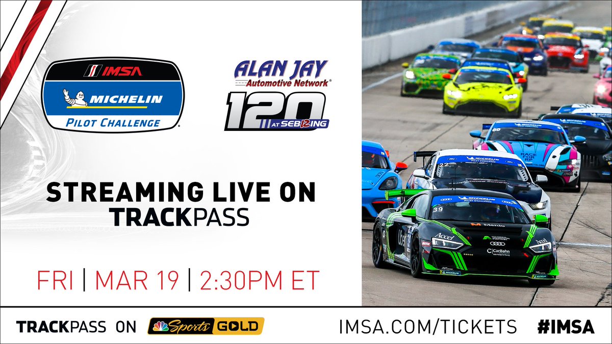 Winward Racing (@winwardracing) on Twitter photo Want a great way to kick off your weekend? Tune in to @nbcsports Track Pass today 2:30 pm ET 🤩🏁  #AlanJay120 #Sebring #IMSA #MichelinPilotChallenge #4 Want a great way to kick off your weekend? Tune in to @nbcsports Track Pass today 2:30 pm ET 🤩🏁  #AlanJay120 #Sebring #IMSA #MichelinPilotChallenge #4